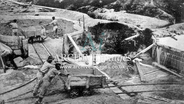 St Austell Tramming in China Clay Pit c1906