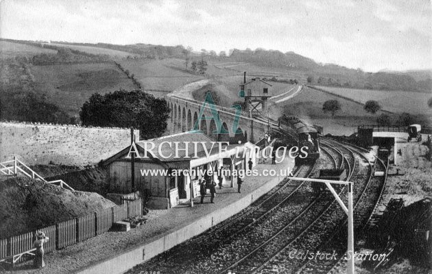 Calstock Railway Station & Train c1908