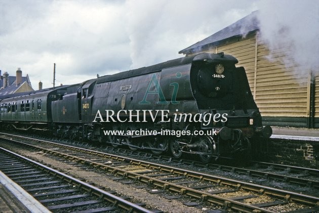 Barnstaple Junction Railway Station & No 34070 1963