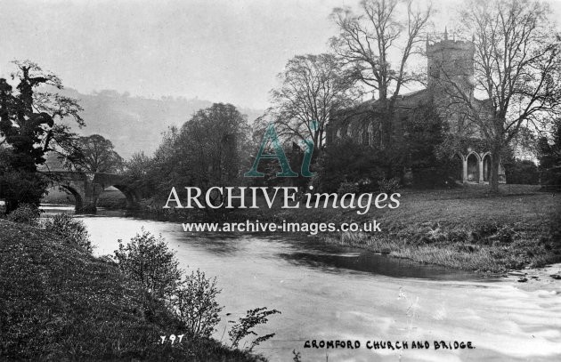 Cromford church & bridge c1908