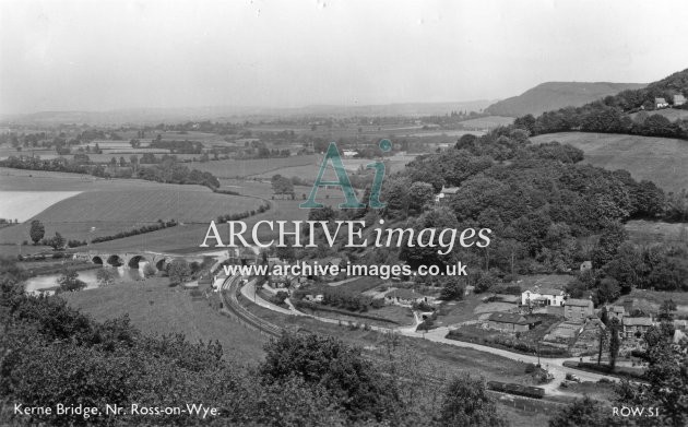 Kerne Bridge station & goods yard from Coppett Hill c1950