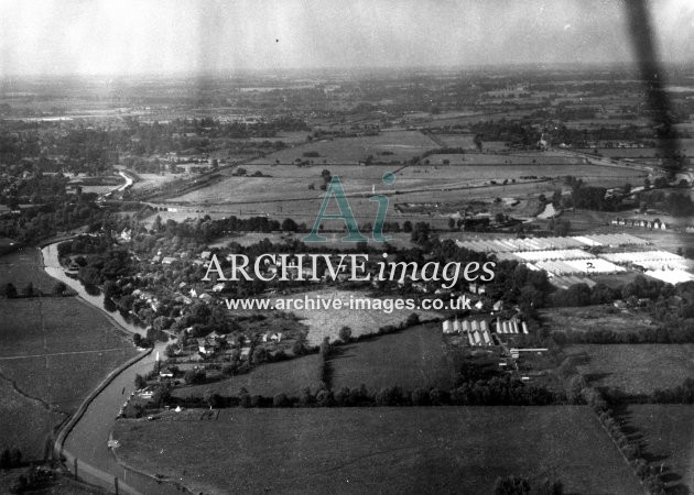 Hertfordshire Broxbourne sailing club co-op nurseries from the air 1935 CMc