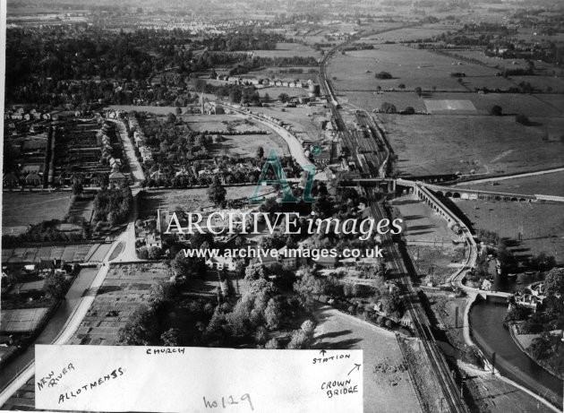 Hertfordshire Broxbourne Station 2 from the air 1935 CMc