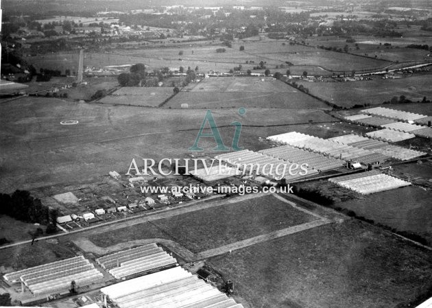 Hertfordshire Broxbourne Nursery Road and Aerodrome from the air 1935 CMc