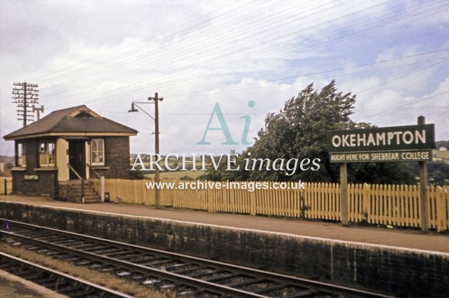 Okehampton Station Nameboard & Signal Box c1965