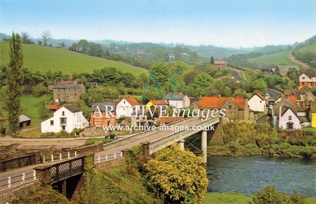 Brockweir village & Wye bridge from Monmouth road c1965