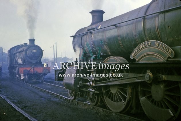 Shrewsbury Locomotive Shed, Nos 7821 & 5962 1964